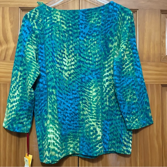 Ruby Rd. Teal and Green Top and Skirt Set Top size Large & Skirt Size 8 NWT - Picture 2 of 16